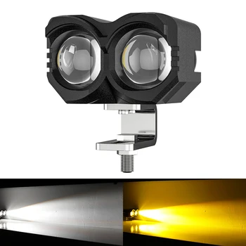 1 adet Motosiklet led ışık Su Geçirmez Lamba Elektrikli Araç ön far sis lambası Projektör Lens Spot Araba için Beyaz Sarı