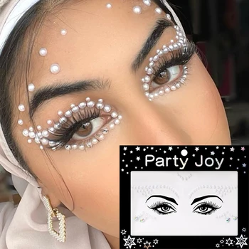 1 Sayfalık Glitter Yüz Mücevher Çıkartmalar Elmas Parti Makyaj Vücut Sanatı Eyeliner Takı Sticker Gözler Dövmeler Rhinestones Güzellik