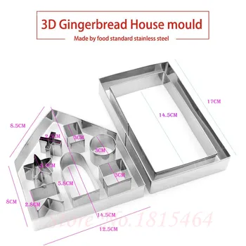 10 adet 3D Zencefilli ev Paslanmaz Çelik Noel Senaryo Çerez Kesiciler Seti Bisküvi Kalıp Fondan Kesici Pişirme Aracı