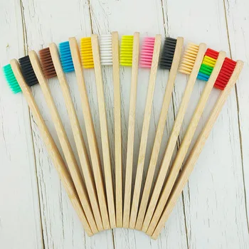10 adet Doğal Aldut Bambu Diş Fırçası Korkuluk Fırça Doğal Yumuşak Saç Diş Fırçası Çevre Dostu Fırçalar Ağız Temizleme Bakım Araçları