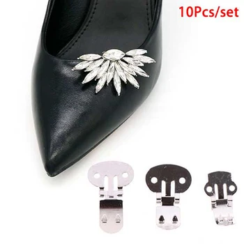 10 adet / grup Gümüş Renk Boş Paslanmaz Çelik çiçek Ayakkabı Klipleri Süsleme Bulguları DIY Zanaat Tokaları Ayakkabı Aksesuarları İçin