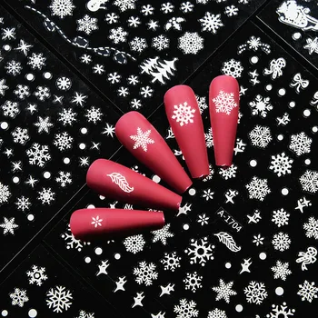 12 adet Beyaz Kar Tanesi 3D Tırnak Çıkartmalar Beyaz Noel Yaprakları Tırnak Çıkartmaları Slayt (8 * 10cm) kendinden yapışkanlı Tırnak Çıkartmalar Sarar 1Kit &*&