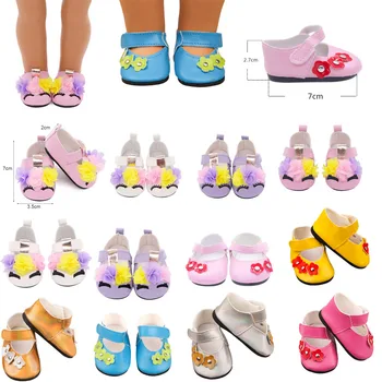 12 Stil Seçin, el Yapımı Mini 7cm Çiçek deri ayakkabı 18 İnç Amerikan ve 43 Cm Bebek Yeni Doğan Bebek Ayakkabı ve Aksesuarları