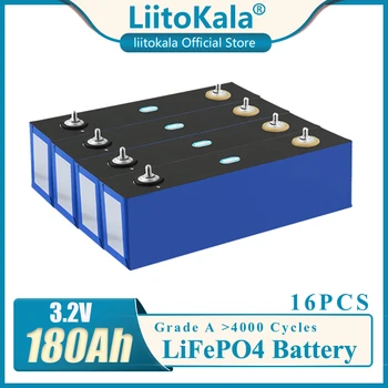16x LiitoKala 3.2 V 180Ah Lifepo4 şarj edilebilir pil yüksek akım dıy12v 24v Güneş Depolama İnvertör RV Elektrikli araba golf arabası