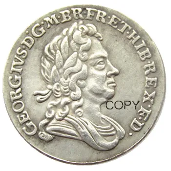 1723 6 Peni ŞİLİN - GEORGE I İNGİLİZ GÜMÜŞ SİKKE-GÜZEL Gümüş Kaplama Kopya Para