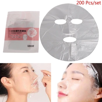 200 Adet Tam Yüz Temizleyici Maske Plastik Film Kağıt Tek Kullanımlık Yüz Güzellik Aracı
