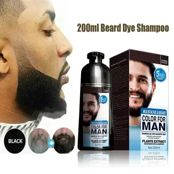200ml Kalıcı Sakal Boyası Şampuanı Doğal Siyah Sakal Bakım Boyası Balmumu Hızlı Renk Uzun Ömürlü Erkekler Tonu Krem