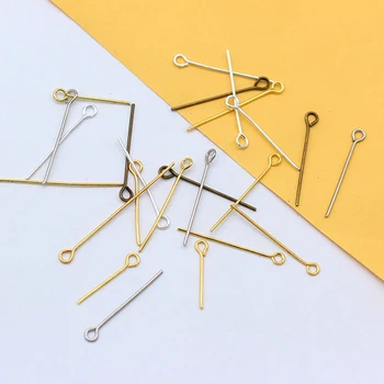 20g 16/18/20/24/26 / 35mm Gümüş Altın kaplama bronz Metal Göz Pimleri Boncuk Bulguları Eyepin Headpins DIY Takı Pimleri İğneler