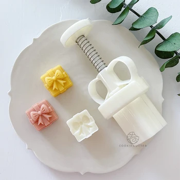 20g Mini anneler Günü Hediyesi Mooncake Kalıp Yay Şekli sevgililer Günü kurabiye kesici Damga 3D El Basınç Pasta Tatlı Dekoratör