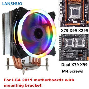 3 / 4PİN RGB LED CPU soğutucu 6-ısı borusu 12V 12cm Soğutma Soğutucu Radyatör LGA 2011 X79 X99 X299