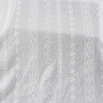 3/5/10 yard Beyaz Pamuklu Kumaş Çiçek Şerit Kuşgözü Vual Nakış Dantel dikiş kumaşı Elbise, Gömlek,Giysi, Yard tarafından
