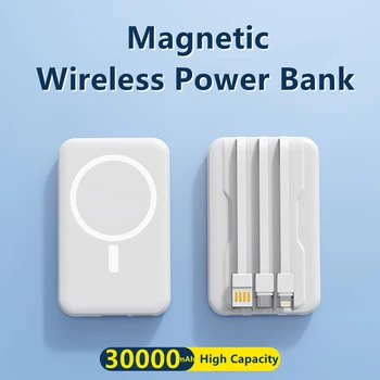 30000mAh Magsafe Manyetik Kablosuz Güç Bankası Taşınabilir Harici Yardımcı Pil FD20W Hızlı Şarj iPhone 14 13 Xiaomi