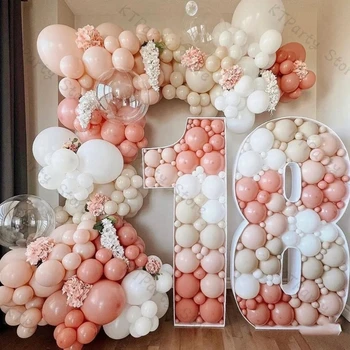 335 adet Retro Pembe Macaron Turuncu Balonlar Garland Kemer Seti 18th Kız Mutlu Doğum Günü Partisi Dekorasyon Kum Beyaz Balon Dekor