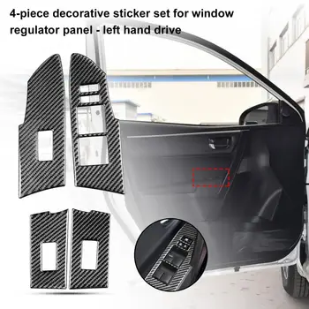 4 Adet Panel ayar kapağı Parlak Yüzey Karbon Fiber Kapı Pencere Anahtarı Çerçeve Sticker Toyota Corolla 2014-2018 için Sol Sürücü