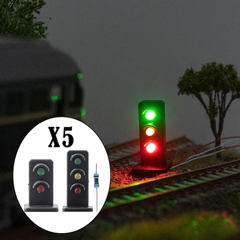 5 adet 1: 87 trafik ışığı Süsleme Kum Masa Demiryolu Modeli Sahneleri aksesuarları