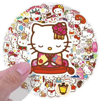 50 Sevimli Hello Kitty Çıkartmalar Japon Karikatür Yavru Kupa Çıkartmalar Bavul Su Geçirmez El Hesabı Çıkartmalar