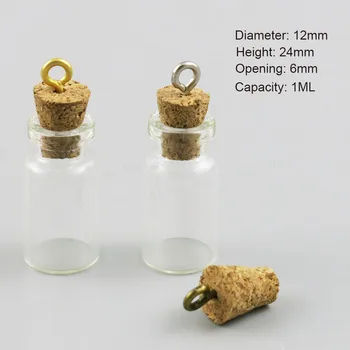 50 x Küçük Mini Sevimli 1 ML Charm Cam mantarlı şişe olarak kullanılan DIY Dileğiyle Cam Flakon Kolye Örnekleri Şişeler