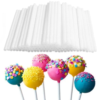 80 adet Plastik Çevre Dostu Lolipop Çubukları Kek Pop Sticks Çikolata Şeker DIY Maker Aracı Şeker Yapma Kalıp Beyaz