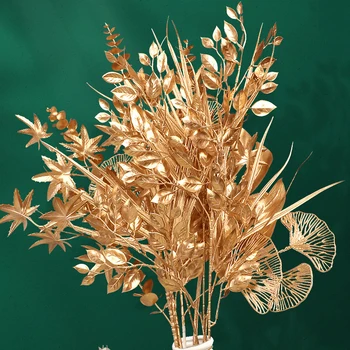 Altın Yapay Bitkiler Sahte Çiçek Çiçek Düzenleme Aksesuarları Plastik Çiçek Düğün Yeni Yıl Partisi Ev Dekorasyon Dıy