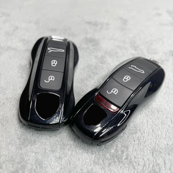 Anahtar Kutu Siyah Yeşim Renk Porsche 718 911 Panamera Cayenne Macan Boxster Cayman Araba Anahtarı Kabuk Kapak Uzaktan Kumanda Fob