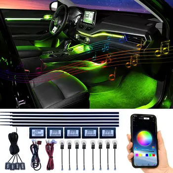 Araba atmosfer ışığı iç Dekorasyon 18 in 1 RGB LED akrilik şerit ışık App kontrolü ile Dekoratif ortam Lambası Dashboard12v