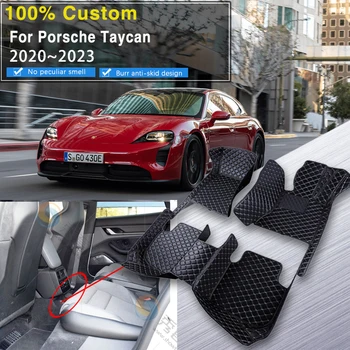 Araba Paspaslar Porsche Taycan 2020 İçin 2021 2022 2023 4 kapı Salon Toz Geçirmez Pedleri araba paspasları İç Dekorasyon Araba Aksesuarları
