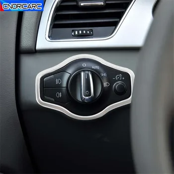 Araba Styling Far Anahtarı Kontrol Düğmeleri Çerçeve dekorasyon çıkartması Trim İçin Audi Q5 A4 B8 2009-2016 Paslanmaz Çelik Çıkartmaları