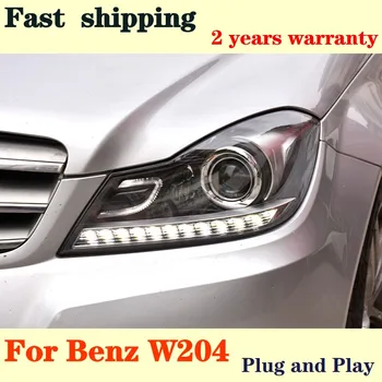 Araba ışıkları W204 2011-2013 LED Farlar C Sınıfı C180 C200 C250 C300 C43 C63 DRL Dinamik Dönüş Sinyali lamba donanımı Yükseltme