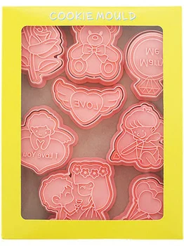 Aşk Kalp Sevgililer Günü Hediyesi Gül DIY Çift Karikatür Bisküvi Kalıp kurabiye kesici 3D Bisküvi Kalıp ABS Plastik Pişirme Kalıp Fırında