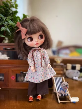 Blythe elbise elbise Çiçek uzun etek pantolon etek 1/6 30cm BJD anime kız (Fit Pullip, Ob24, Licca)