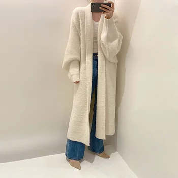 Croysier Kış Giyim Kadın Rahat Rahat Gevşek Uzun Hırka Kazak Sıcak Zarif Örme Hırka Ceket Bayan Kazak 2021
