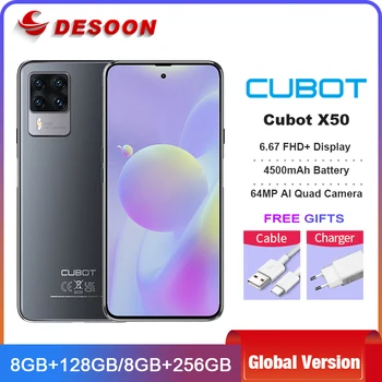 Cubot X50 8GB + 128GB Smartphone NFC 64MP Dört Kamera 32MP Selfie 4500mAh Cep Telefonu 6.67 