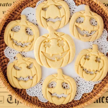 DIY Cadılar Bayramı Kabak Hayalet kurabiye kesici Bisküvi Kalıp Korku Kabak Damga Fondan Kek Kesici DIY Pişirme Aracı Çocuklar için