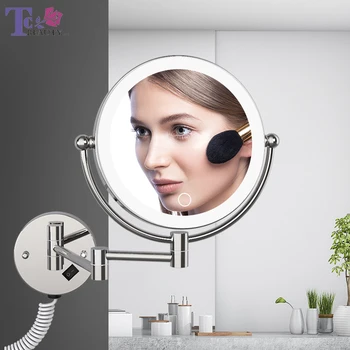 Duvara Monte LED makyaj aynası Fiş İle 5X büyüteçli kozmetik Ayna Çift Taraflı duvar aynaları Dokunmatik Karartma banyo aynaları