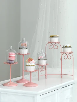 Düğün Kutlama Tatlı Pembe Kek Raf kapaklı Dim Sum Raf Fincan Kek Ekran Standı Yüksek Bacak Kek Tabağı