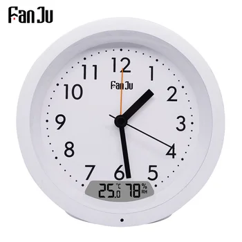 FanJu dijital alarmlı saat Saat Pointer Termometre Higrometre Metre Masa Masa Saatleri Otomatik arka ışık Erteleme Klasik Ev Dekor