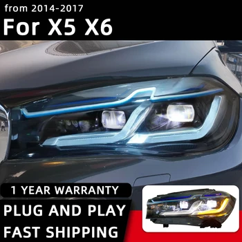 Far BMW X5 X6 LED Farlar 2014-2018 F15 F16 Kafa Lambası Araba Styling DRL Sinyal Projektör Lens Otomotiv Aksesuarları