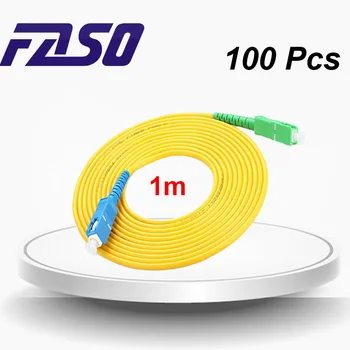 FASO 100 ADET 1 m SC / APC SC / UPC Fiber Optik Yama Kablosu SX Çekirdek 3.0 mm Tek Modlu G652D Fiber yama kablosu Sarı LSZH Ceket