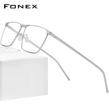 FONEX Saf Titanyum Gözlük Çerçevesi Erkekler 2020 Reçete Gözlük Erkekler için Kare Gözlük Miyopi Optik Çerçeve Gözlük 8526