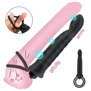 Gecikme Boşalma Titreşimli Penis Halkası Anal Plug Klitoris G Noktası Stimülatörü Çift Penetrasyon Cock Yüzükler Seks Oyuncakları Erkekler için