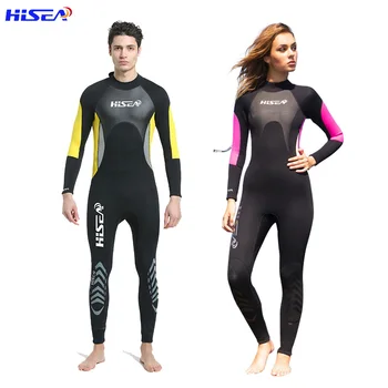 Hisea 3MM Neopren dalgıç kıyafeti Erkek Kadın Wetsuit Tek Parça UV Önlemek Çift Sörf dalış elbisesi Dalış Sörf Triatlon S-XXL