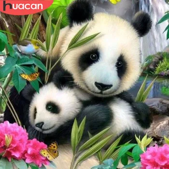 HUACAN Elmas Nakış Hayvan 5D DIY Elmas Boyama Tam Kare Panda Elmas Mozaik Resim Rhinestones Çocuk Hediye