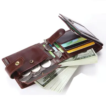 Inek derisi Erkekler küçük cüzdan Marka Moda bozuk para cüzdanı Cep 100 % Hakiki Deri Kredi kart tutucu Para Çantası Erkek