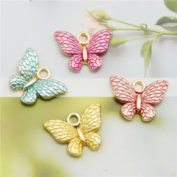 Julie Wang 8 ADET Küçük Kelebek Takılar Çinko Alaşım Karışık Renkler Kolye Bilezik Takı Yapımı Aksesuar