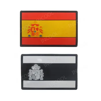 Kauçuk İspanya Bayrakları Kafatası Rozetleri Taktik Askeri Yamalar 3D PVC İspanyol Bayrakları Yamalar Üreticisi Giysi Ceket Sırt Çantası