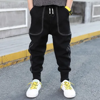 Kovboy Kot Bebek erkek Kot Cep Erkek kalem pantolon moda Giyim 3-12 Yıl Çocuklar Rahat Uzun pantolon çocuk Pantolon