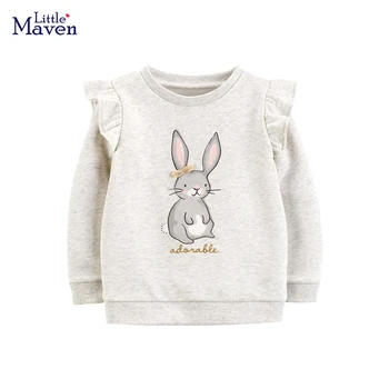 Küçük maven 2022 Bebek Kız Güzel Kazak Sonbahar Karikatür Tavşan Tatlı günlük kıyafetler Çocuk Üstleri Çocuklar için 2-7 yıl
