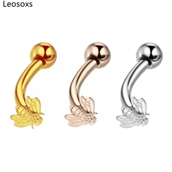 Leosoxs 1 adet Paslanmaz Çelik Arı Labret Piercing 16G İç Dişli Küpe Damızlık Kıkırdak Kaş Piercing göbek takısı Yeni