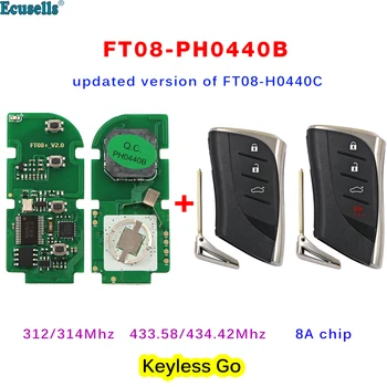 Lonsdor akıllı anahtar FT08 PH0440B Güncelleme Sürümü FT08-H0440C 312/314 MHz/433.58/434.42 Değiştirilebilir 8A Çip Lexus ES300h ES350