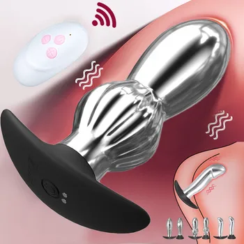 Metal Anal Plug Vibratör Erkekler için Seks Araçları Butt Plug prostat masaj aleti Butt Plug Anal Oyuncaklar Uzaktan Kumanda Dildos Erotik ürünler